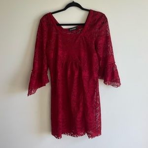 Burgundy lace winged arm dress
